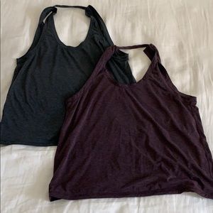 Two lululemon tank tops gray purple heather